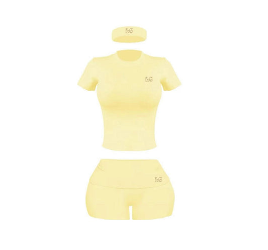 Lemon fold over shorts set